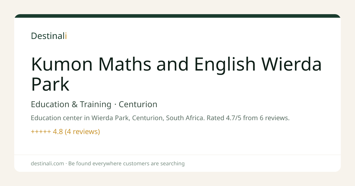 Kumon Maths and English Wierda Park | Education & Training, Centurion