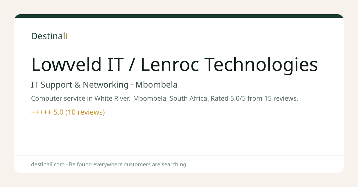 Lowveld IT / Lenroc Technologies | IT Support & Networking, Mbombela
