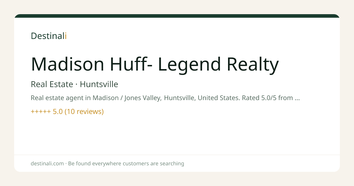 Madison Huff- Legend Realty | Real Estate, Huntsville | Destinali