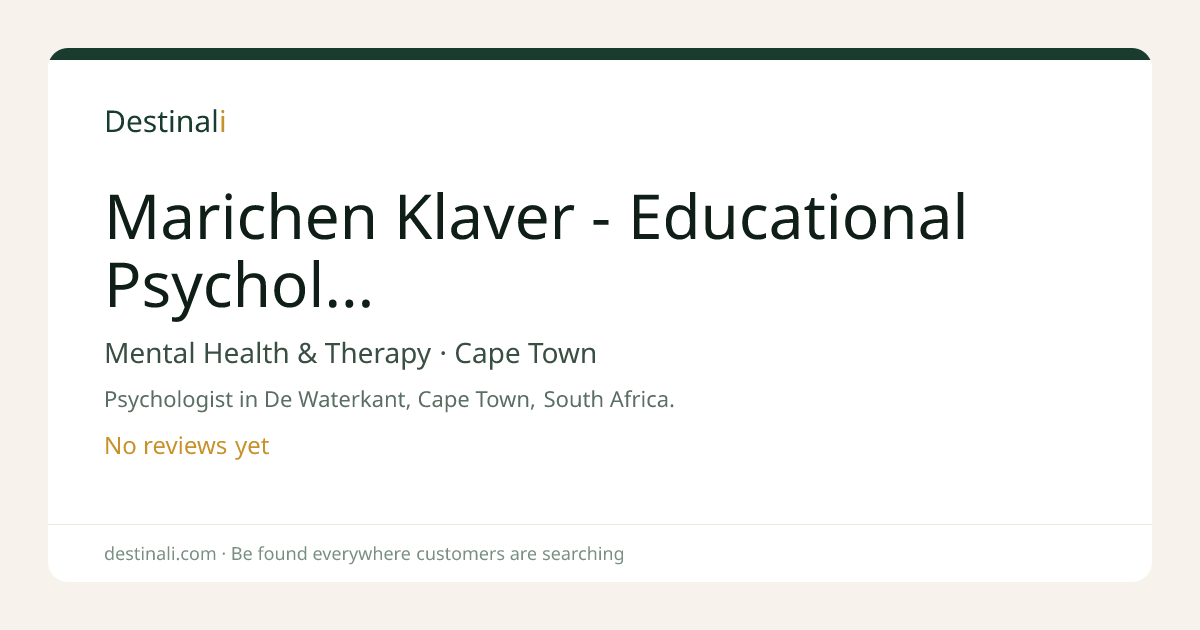 Marichen Klaver - Educational Psychologist | Mental Health & Therapy,