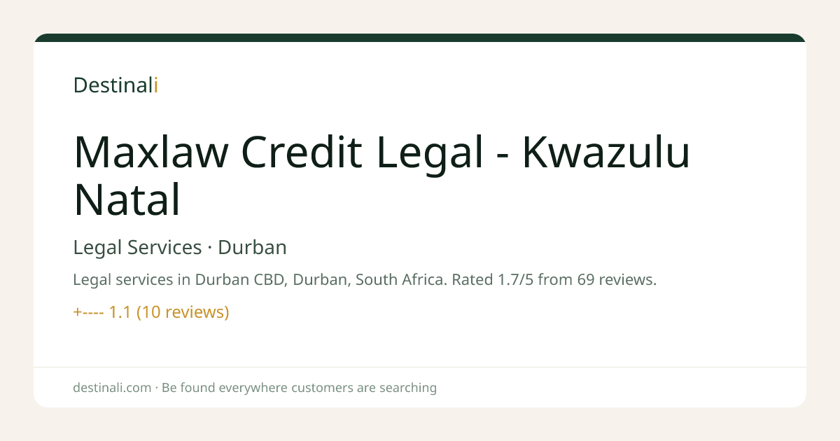 Maxlaw Credit Legal - Kwazulu Natal | Legal Services, Durban | Destina