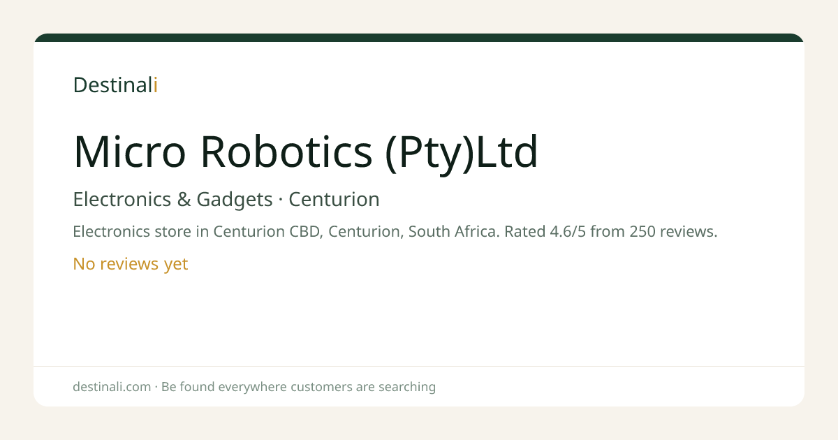 Micro Robotics (Pty)Ltd | Electronics & Gadgets, Centurion | Destinali