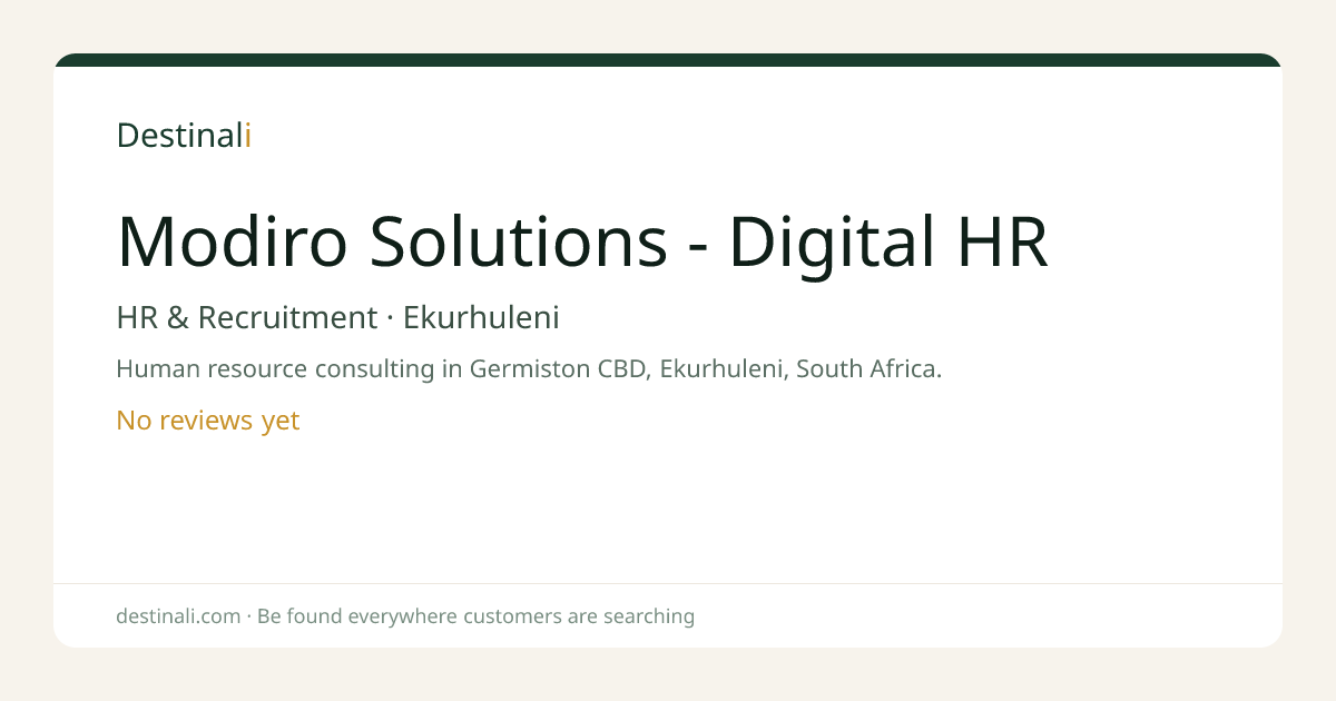 Modiro Solutions - Digital HR | HR & Recruitment, Ekurhuleni | Destina