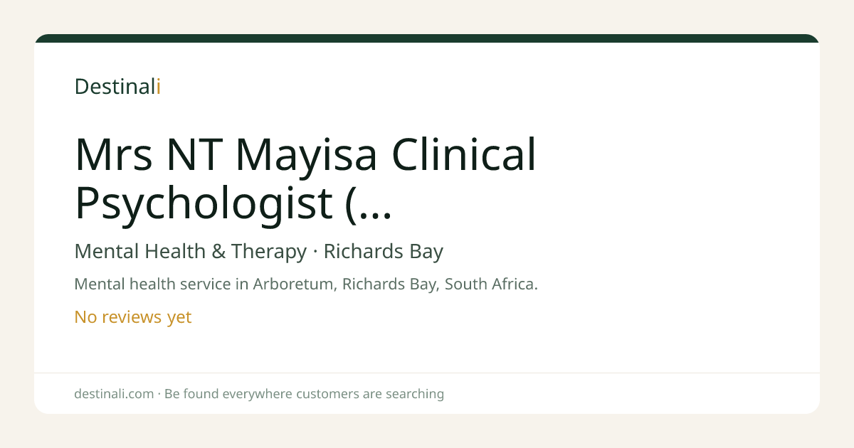 Mrs NT Mayisa Clinical Psychologist (Prowess Wellness Solutions) | Men