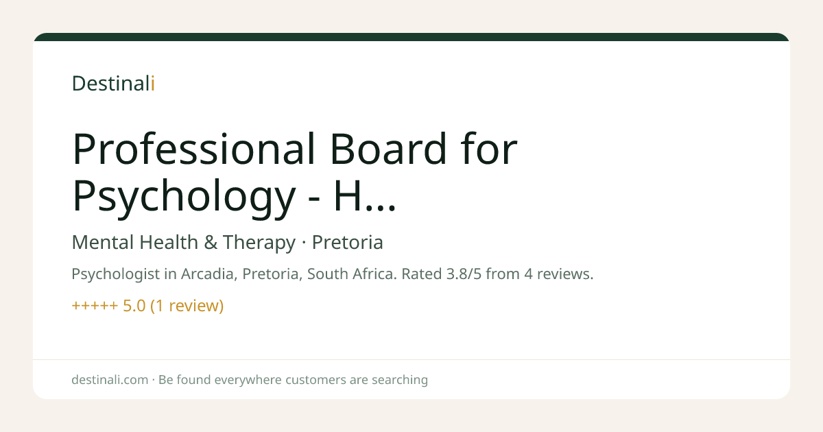 Professional Board for Psychology - H.P.C.S.A | Mental Health & Therap