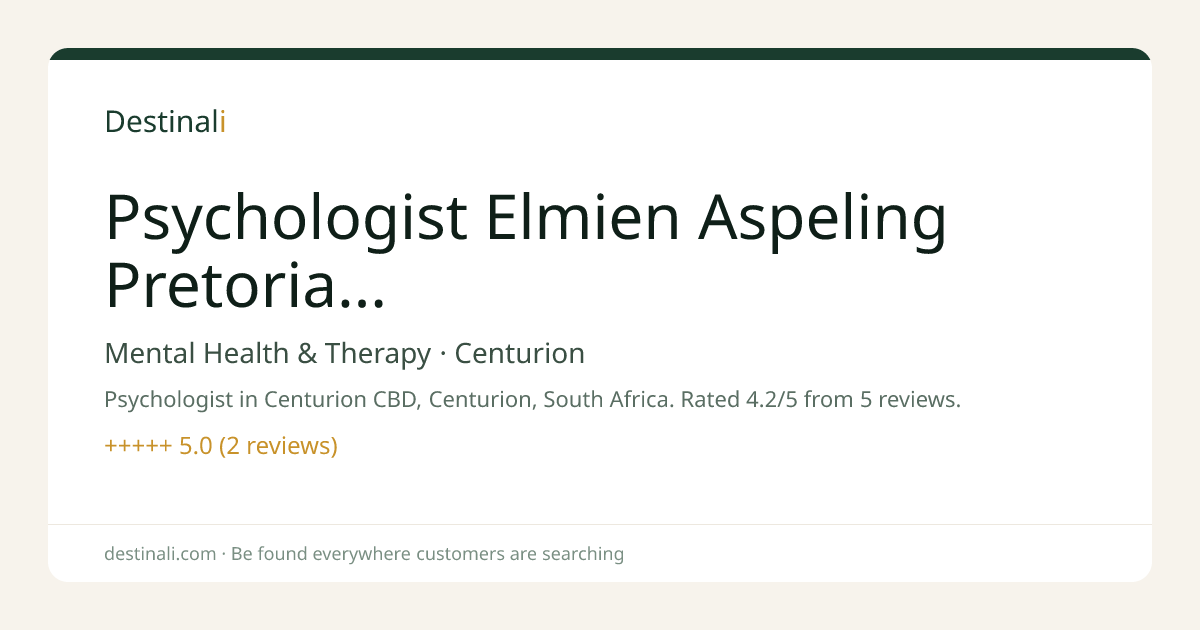 Psychologist Elmien Aspeling Pretoria Centurion | Mental Health & Ther