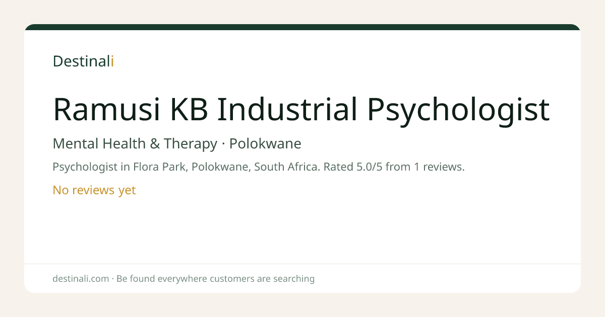 Ramusi KB Industrial Psychologist | Mental Health & Therapy, Polokwane