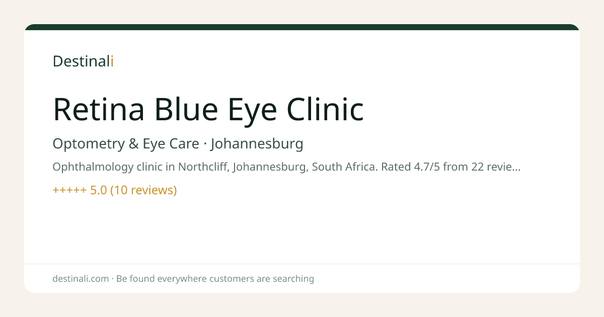 Retina Blue Eye Clinic | Optometry & Eye Care, Johannesburg | Destinal