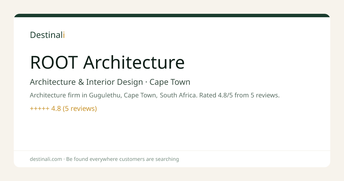 ROOT Architecture | Architecture & Interior Design, Cape Town | Destin