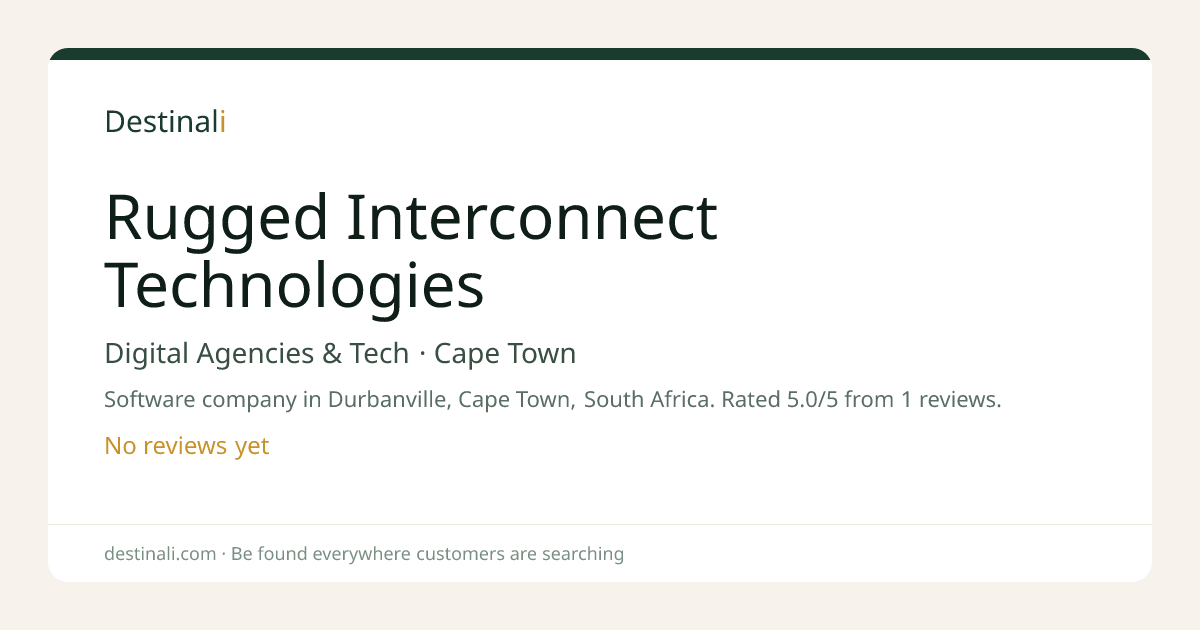 Rugged Interconnect Technologies | Digital Agencies & Tech, Cape Town