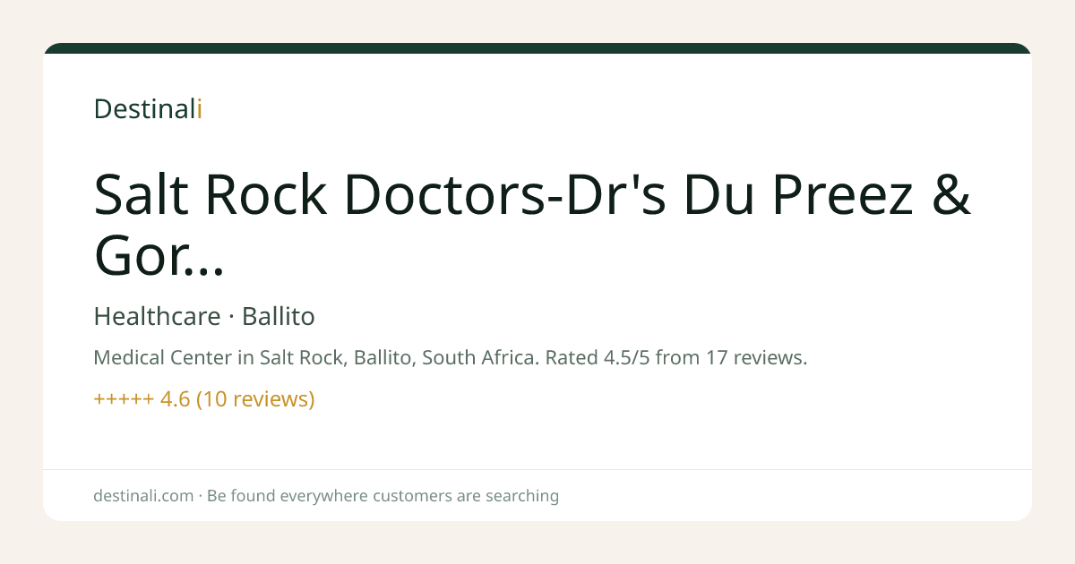 Salt Rock Doctors-Dr's Du Preez & Gordon | Healthcare, Ballito | Desti
