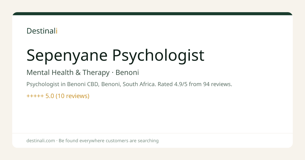 Sepenyane Psychologist | Mental Health & Therapy, Benoni | Destinali
