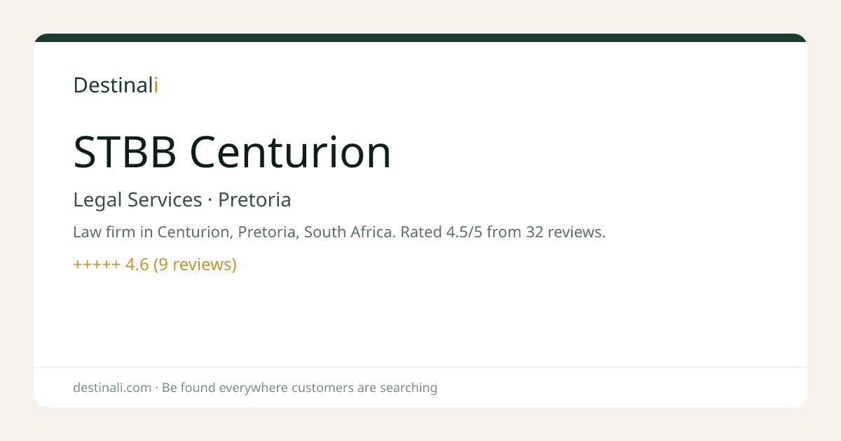 STBB Centurion | Legal Services, Pretoria | Destinali