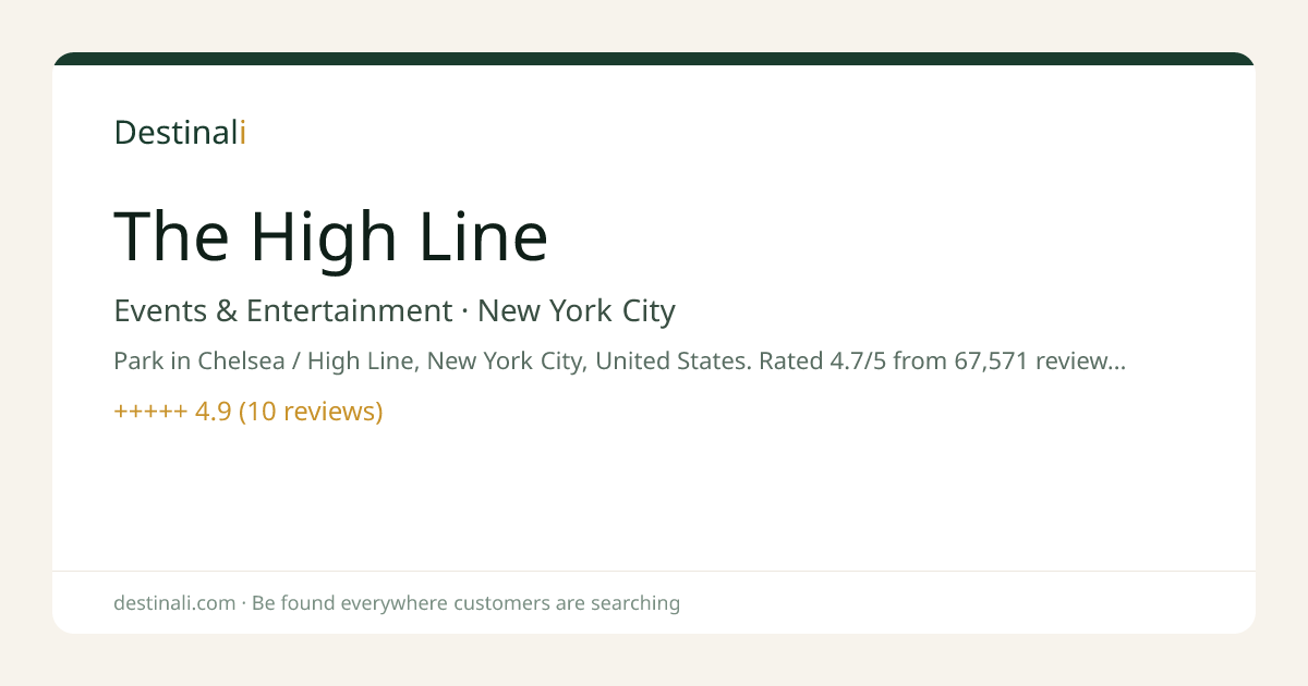 The High Line | Events & Entertainment, New York City | Destinali