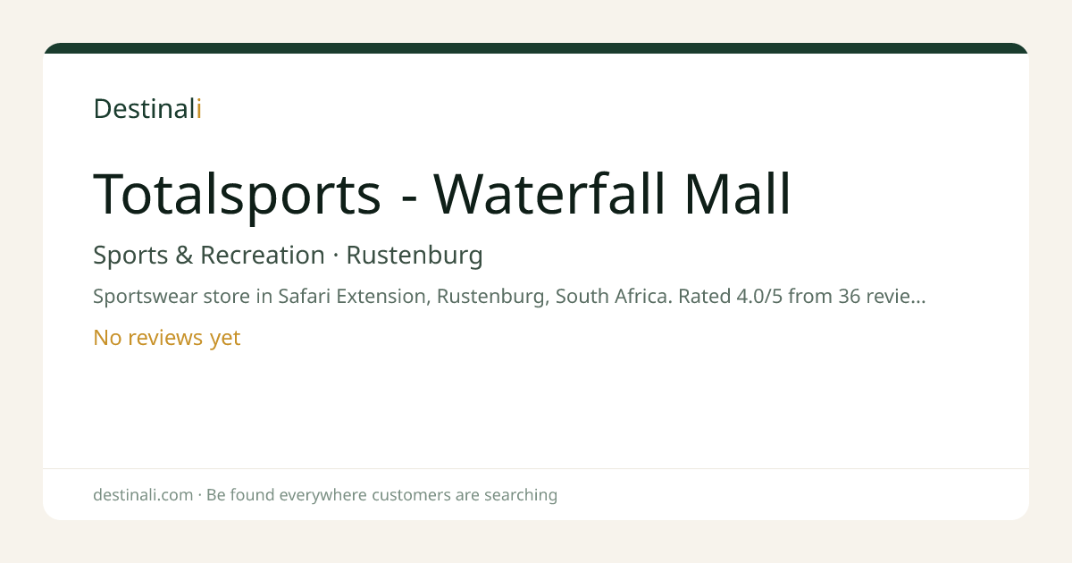 Totalsports - Waterfall Mall | Sports & Recreation, Rustenburg | Desti