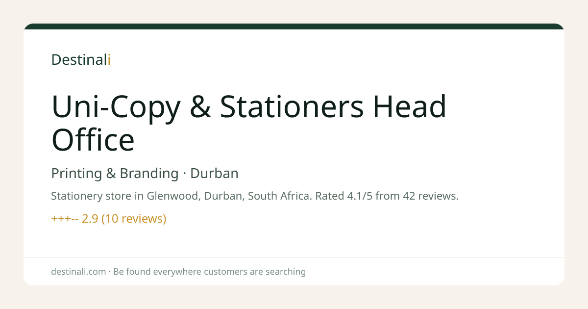 Uni-Copy & Stationers Head Office | Printing & Branding, Durban | Dest