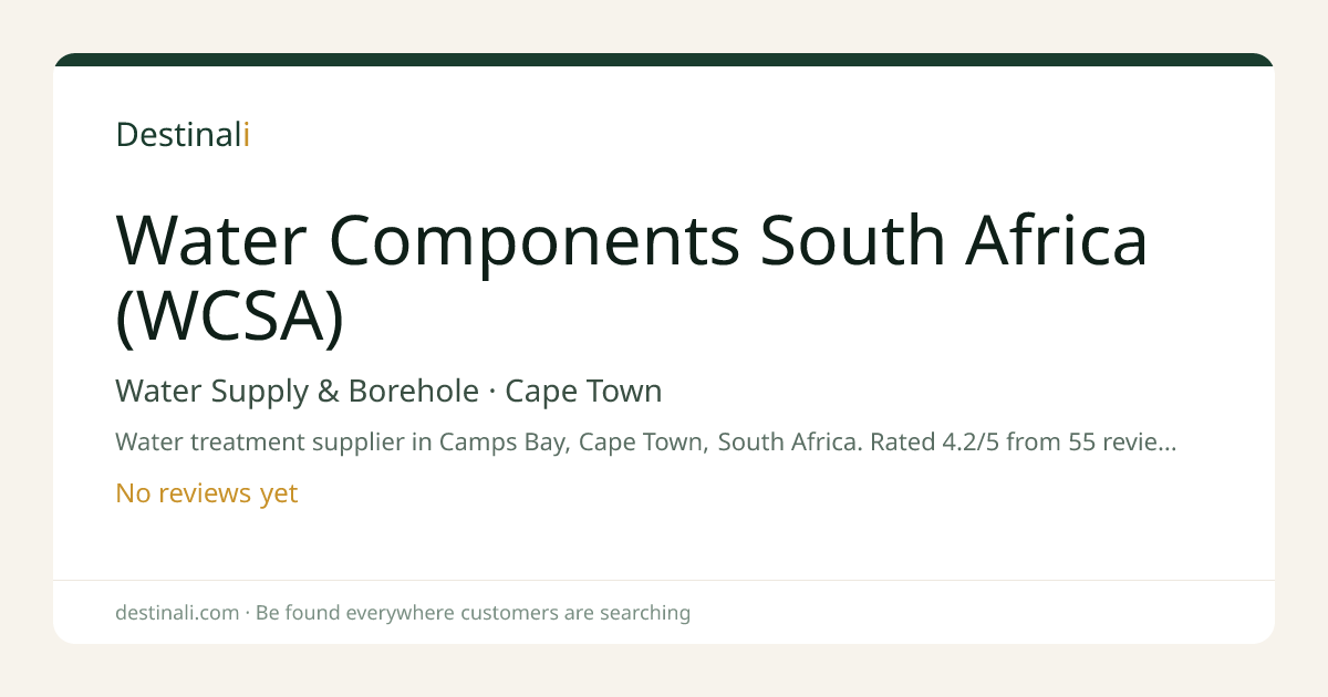Water Components South Africa (WCSA) | Water Supply & Borehole, Cape T