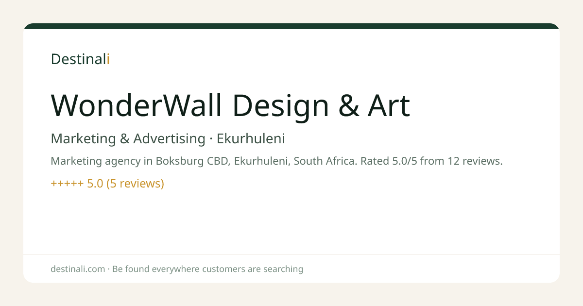 WonderWall Design & Art | Marketing & Advertising, Ekurhuleni | Destin